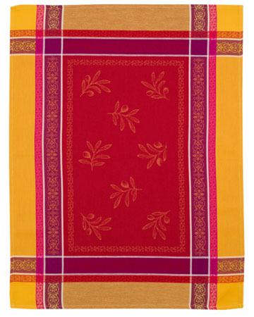 Set of 3 Jacquard dish cloths (Olivia. yellow red) - Click Image to Close